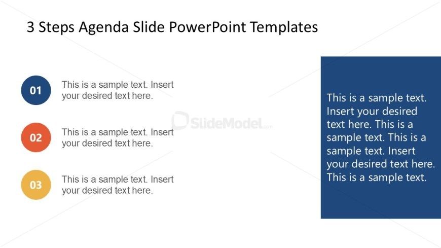 PowerPoint Agenda Template with 3 Items and Paragraph