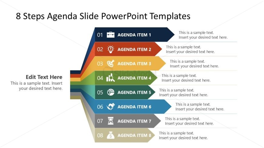 PPT Free Agenda Slide 8 Items with Icons