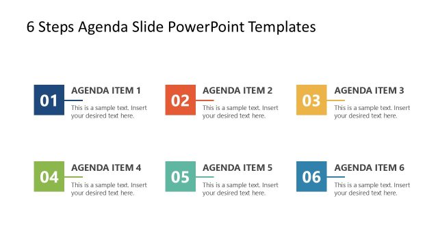 6 Steps Square Items Free Agenda Slides
