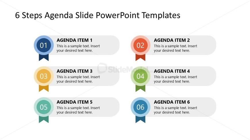 PPT Templates Free Badges Nine Items Agenda Slide