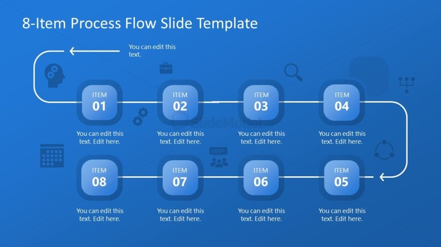 8-Item Process Flow Diagram Template for PowerPoint 