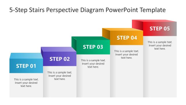 Creative 5-Step Perspective Staircase Process Diagram Slide