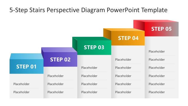 Free 5-Step Perspective Staircase Diagram Template Slide