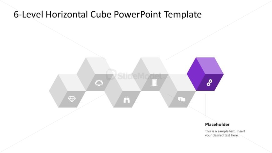 6-Level Horizontal Cube Infographic Slide PPT Template