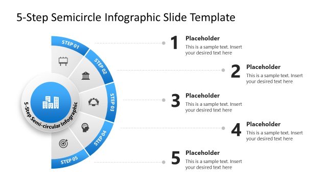 Free 5-Step Half Circle Infographic Diagram Presentation Template