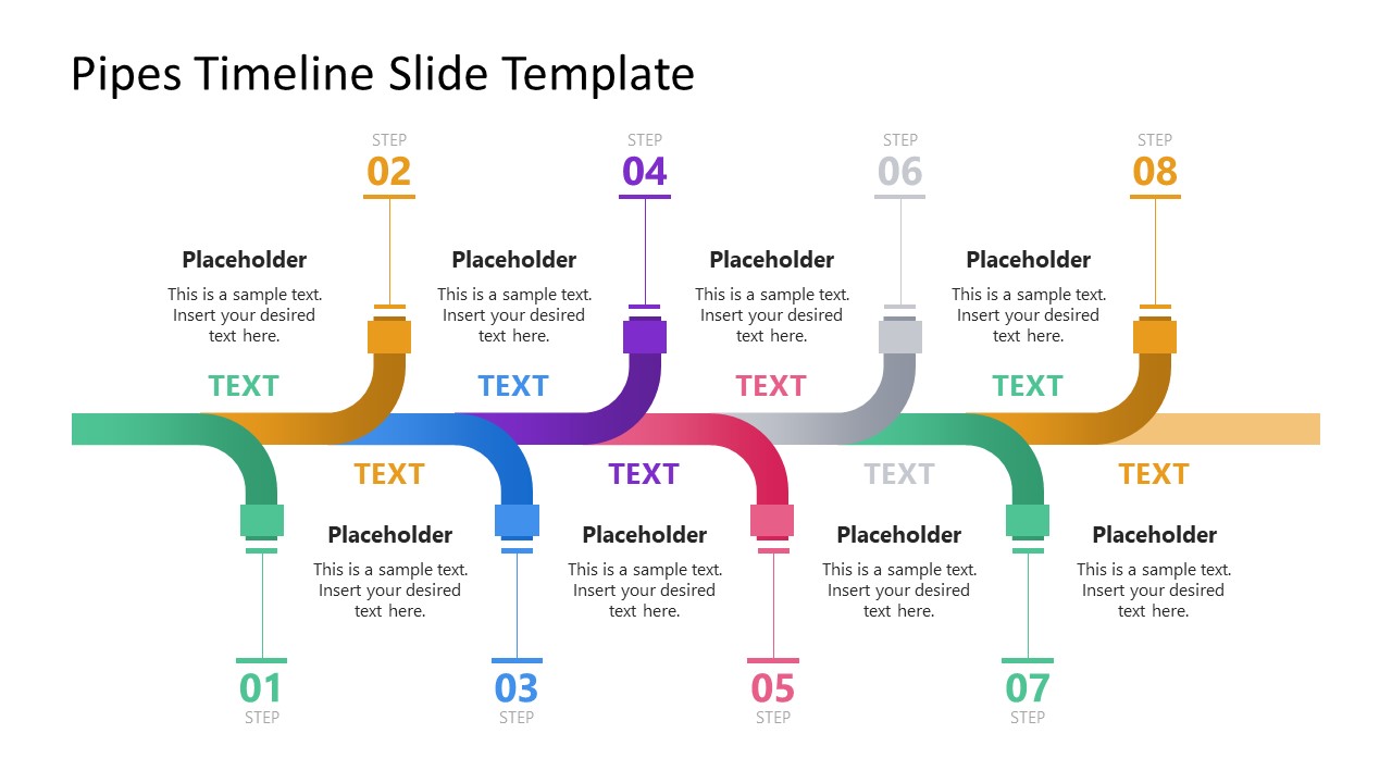 Free 8-Item Pipes Timeline PPT Template