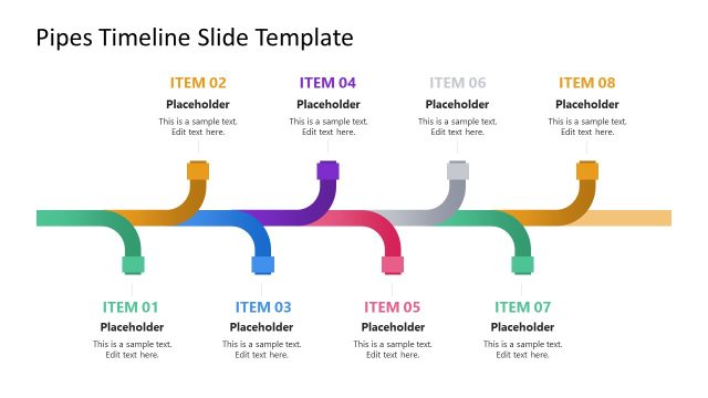 Free 8-Item Pipes Timeline PPT Template