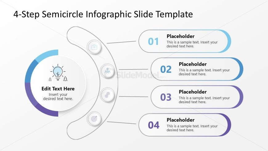 Free 4-Step Semi-circle PPT Slide Template