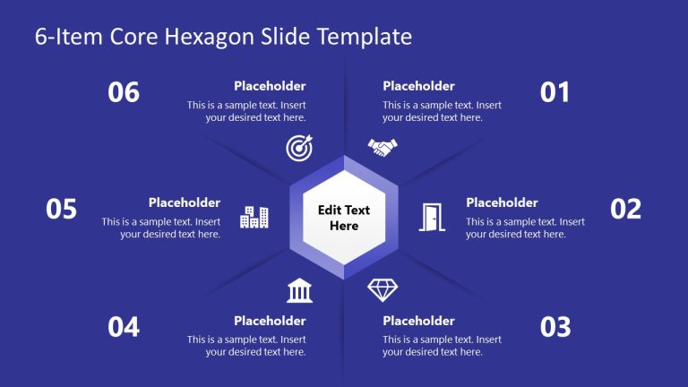 Free 6-Item Core Hexagon Slide Template for PowerPoint - SlideModel