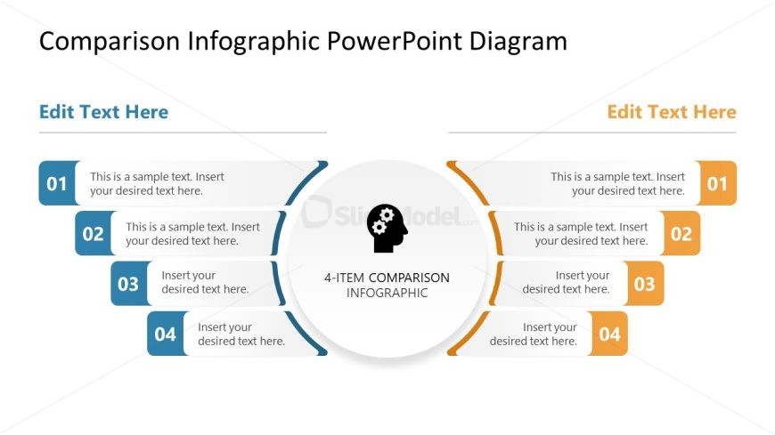 Editable Free 4-Item Comparison Infographic PPT Template