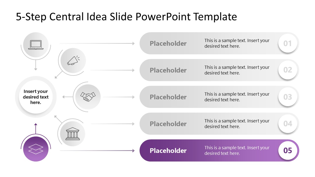 Free 5-Step Central Idea Infographic PowerPoint Template