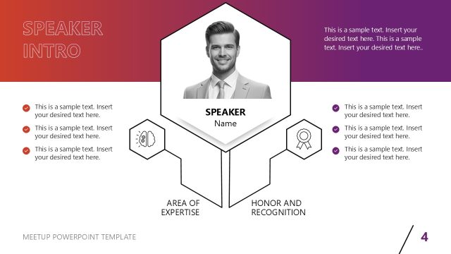 Speaker Intro Slide with Hexagon Shapes