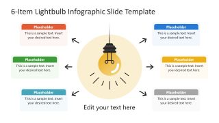 Editable Free 6-Item Lightbulb Infographic PowerPoint Slide 

