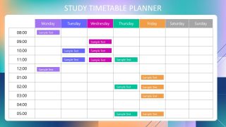 Free Hourly Study timetable Planner Presentation Template