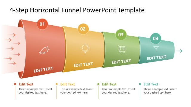 Free 4-Step Horizontal Funnel PPT Slide Layout