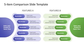 Customizable Free 5-Item Comparison Slide PowerPoint Slide 
