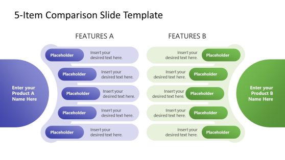 Customizable Free 5-Item Comparison Slide PowerPoint Slide 
