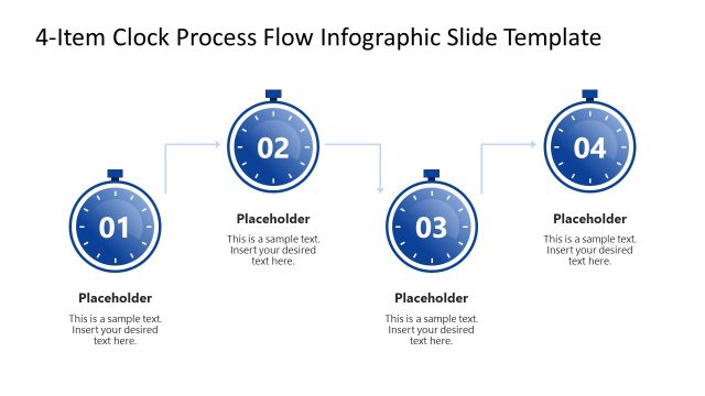 Editable 4-Item Clock Process Flow PowerPoint Template