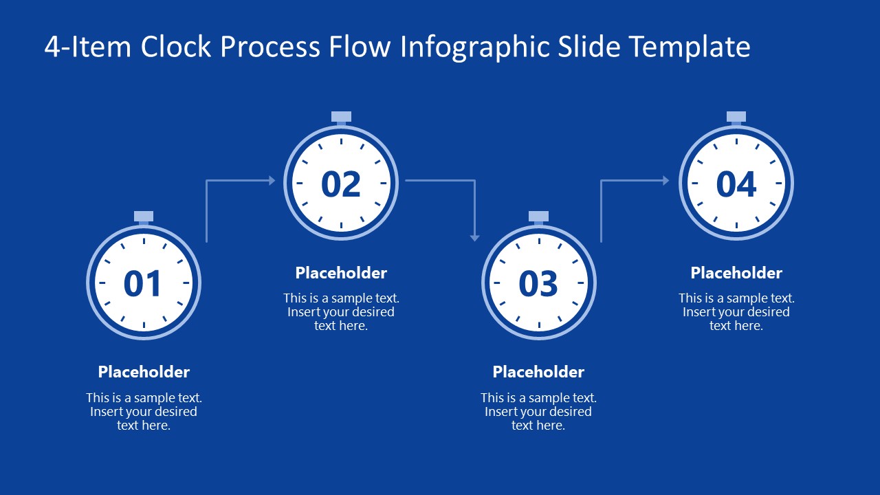 Process Digramm Free 4-Item Clock Process Flow PowerPoint Template