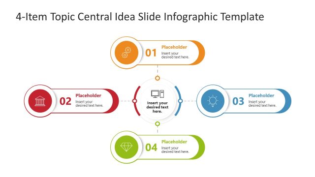 Free 4-Item Central Idea Infographic Presentation PPT Template