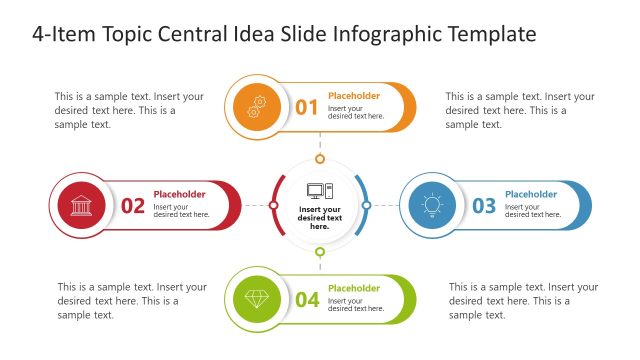 Free 4-Item Central Idea Infographic Template with Colors