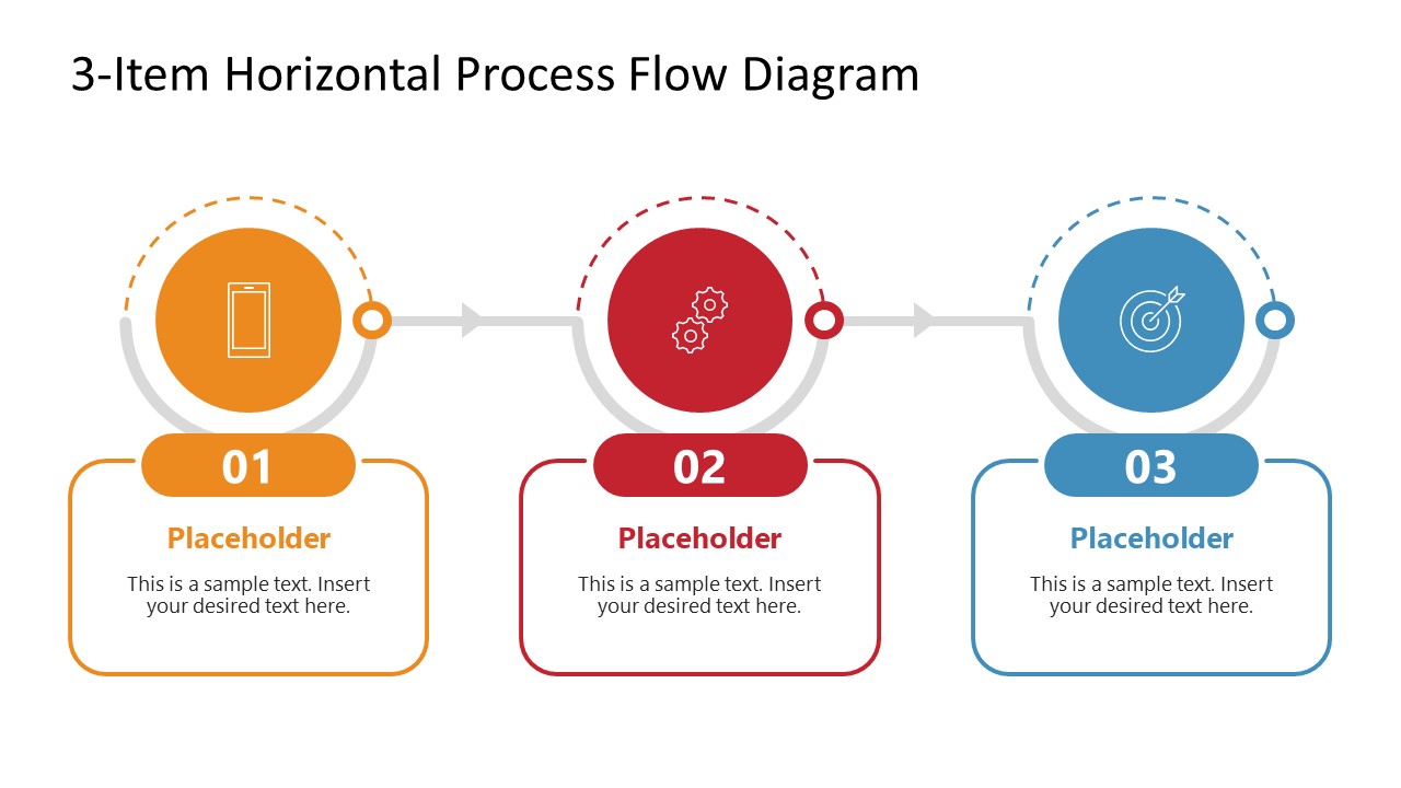 Editable Free 3-Item Process Flow Infographic PPT Template