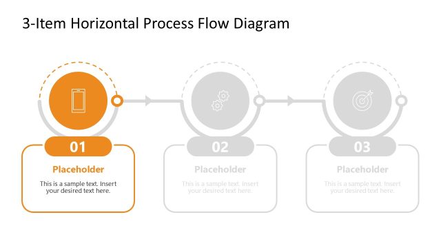 Customizable Free 3-Item Process Flow Infographic PPT Template
