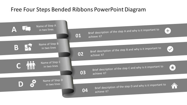 PowerPoint Diagram Template Folded Ribbons Diagram