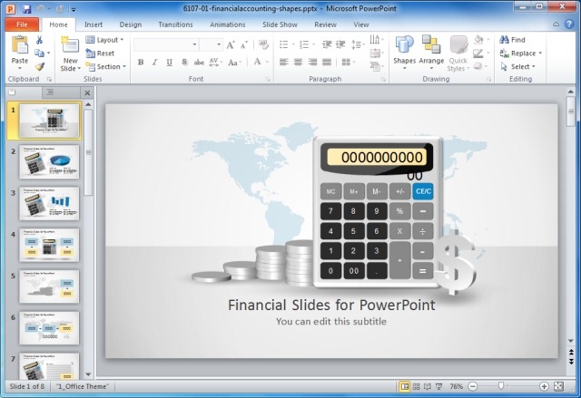 Financial PowerPoint Template with Calculator