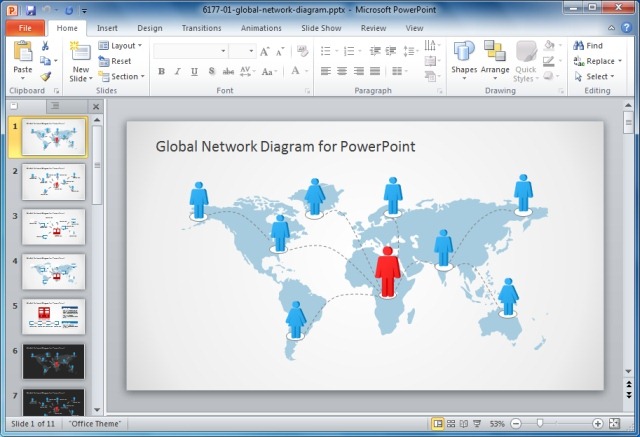 Global Network Diagram For PowerPoint