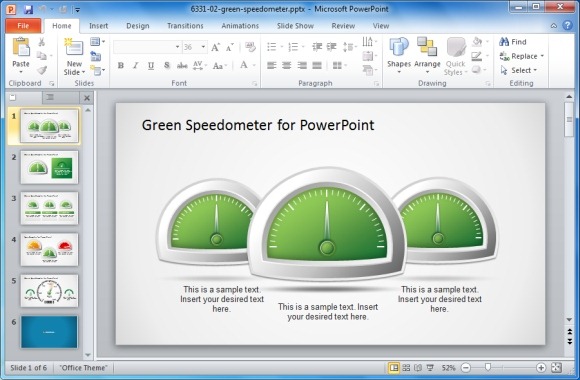 Green Speedometer for PowerPoint