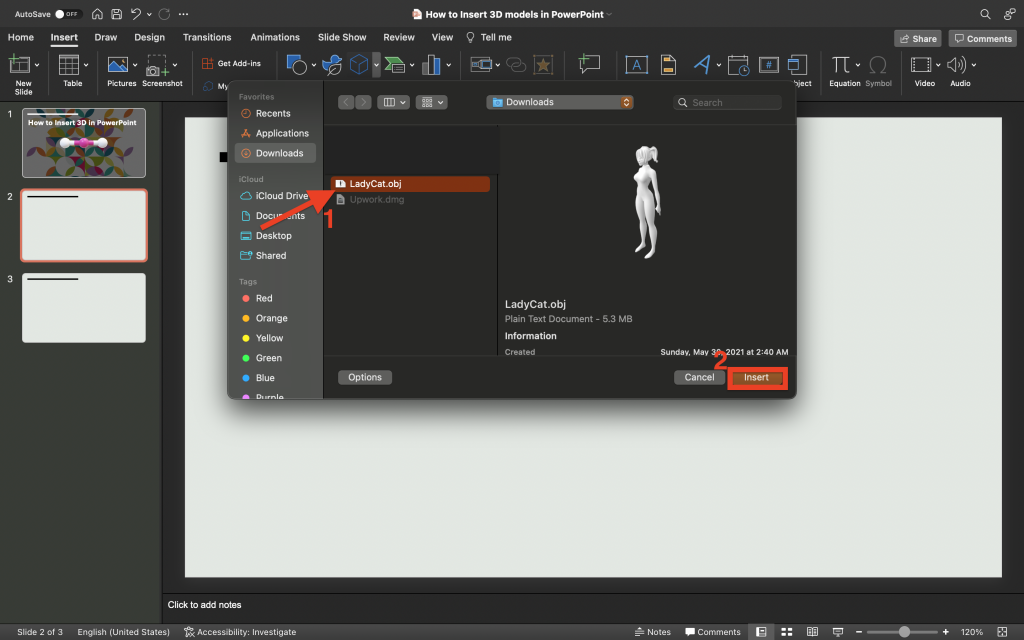 3D models for PowerPoint - Importing an OBJ file into PowerPoint