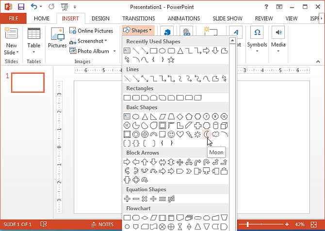 Moon shape in PowerPoint