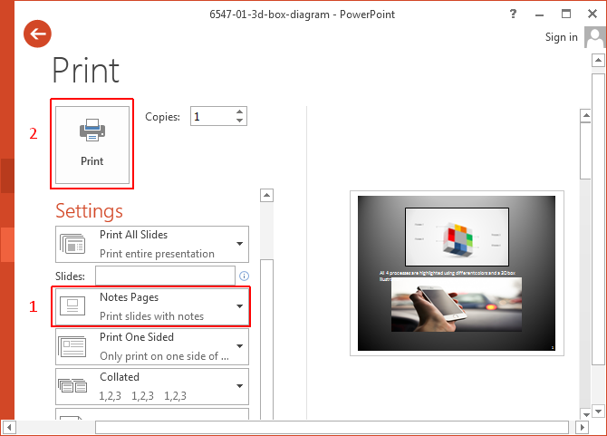 configure printing to print this presentation with notes