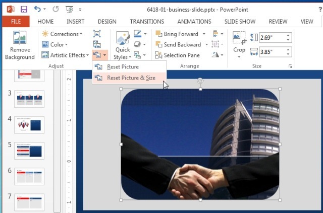 Reset pictures in PowerPoint 2013