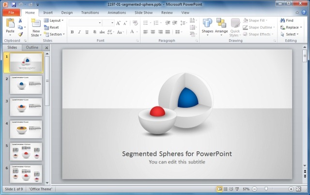 Segmented 3D Sphere Diagrams for PowerPoint