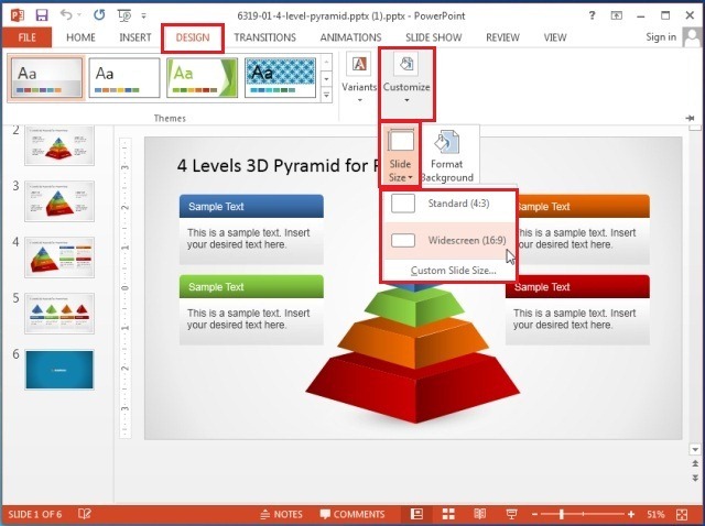 Set Slide Size in PowerPoint 2013 