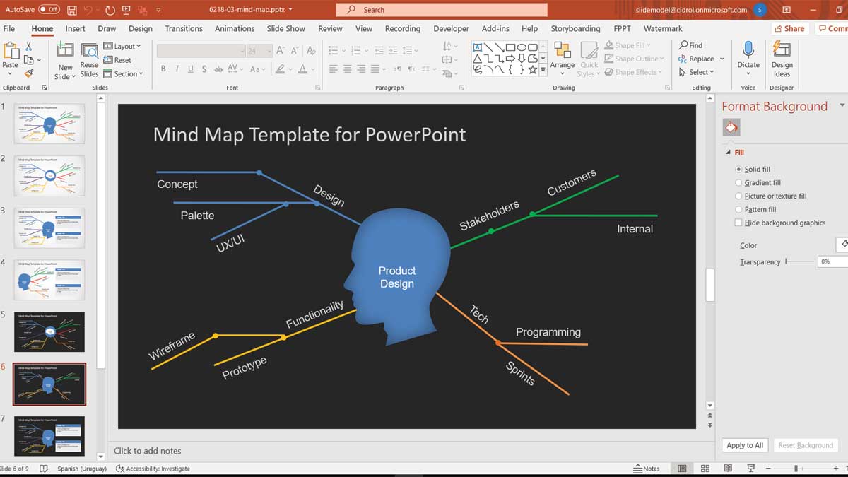 Simple Mind Map Template For PowerPoint
