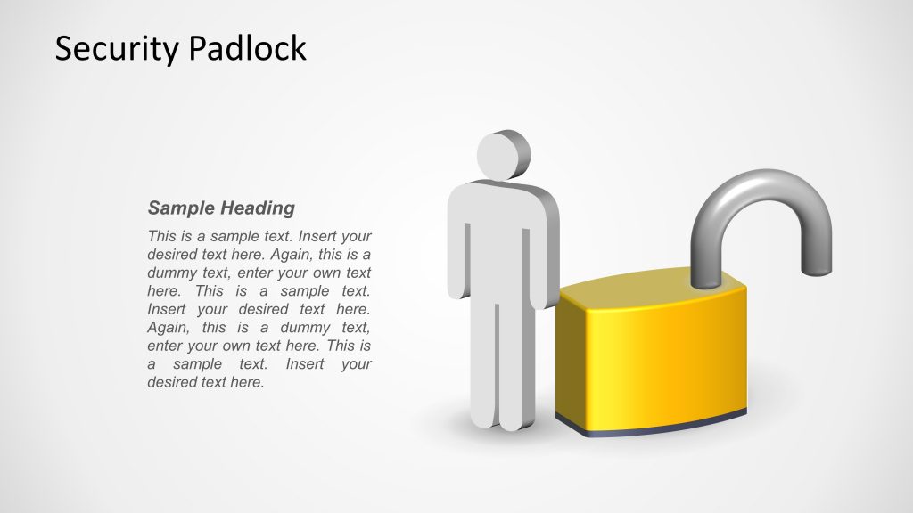 Unlocked Padlock 3D Bronze Shape for PowerPint - SlideModel