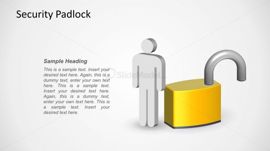 3D Realistic PPT Padlock Shape Unlocked