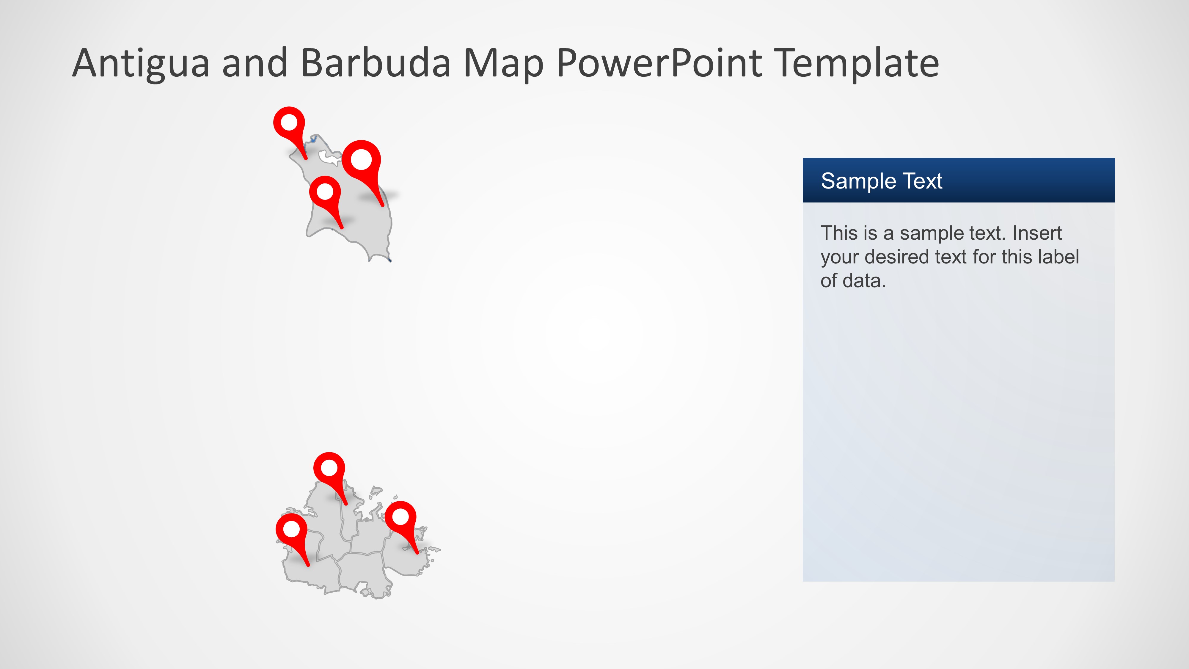 PowerPoint Map with Markers of Antigua and Barbuda