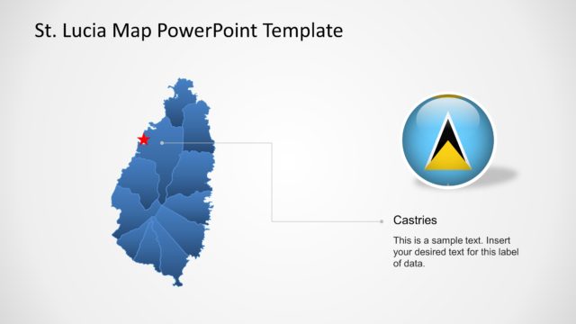 Saint Lucia PowerPoint Map with Highlight