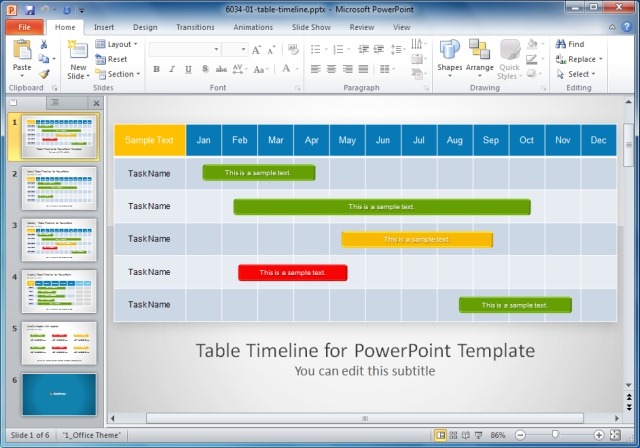 Table Timeline PowerPoint Template