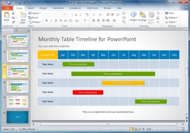 Table Timeline Template For PowerPoint