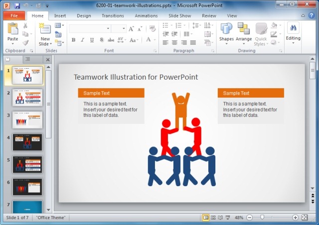 Teamwork Illustration Template For PowerPoint