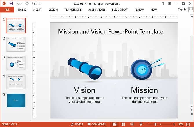 Vision and Mission statement template for PowerPoint