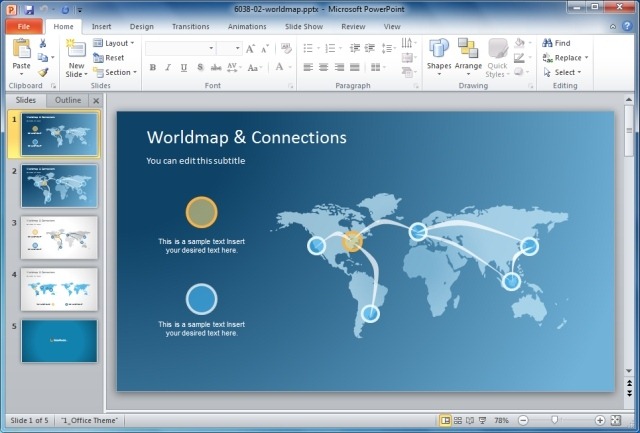 World Map And Connections PowerPoint Template