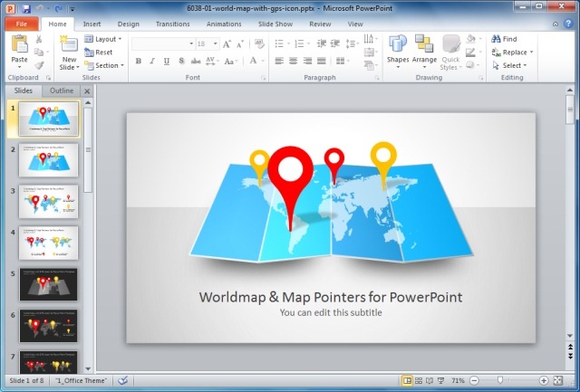 World Map & Map Pointers PowerPoint Template
