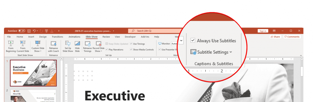 Using Subtitles and Captioning in PowerPoint