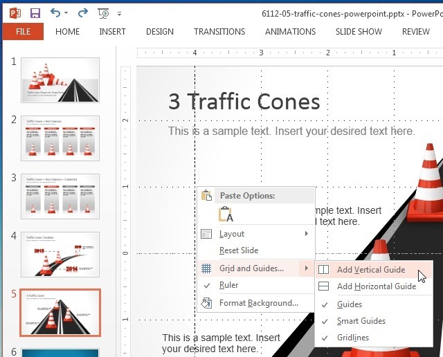 arranging objects using grids and guides in powerpoint